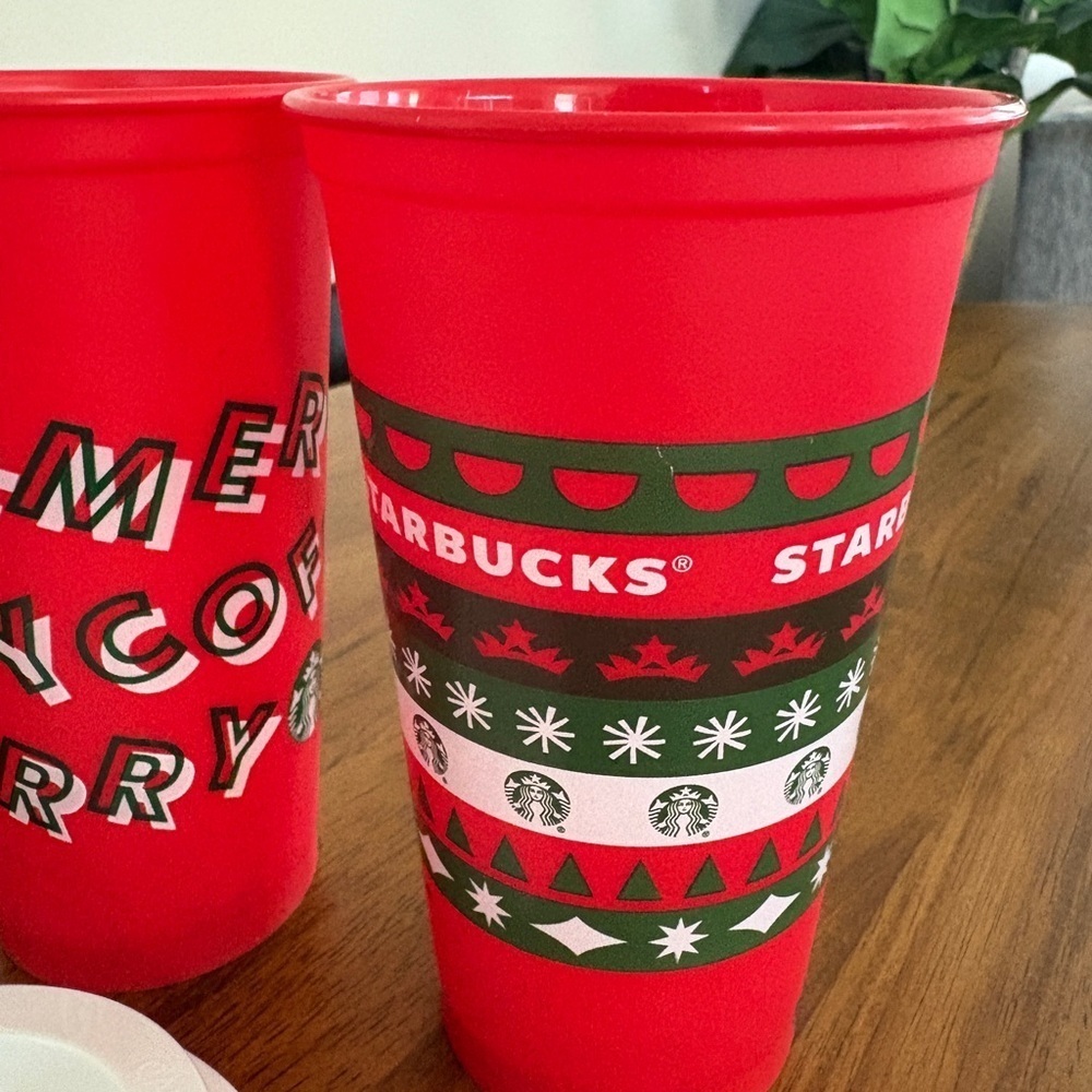 Starbucks Festive Red and Green Holiday Reusable Cups - Picture 4 of 5